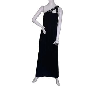 CliQue Maxi Dress One Shoulder Hidden Zipper on Back Black Size 8
